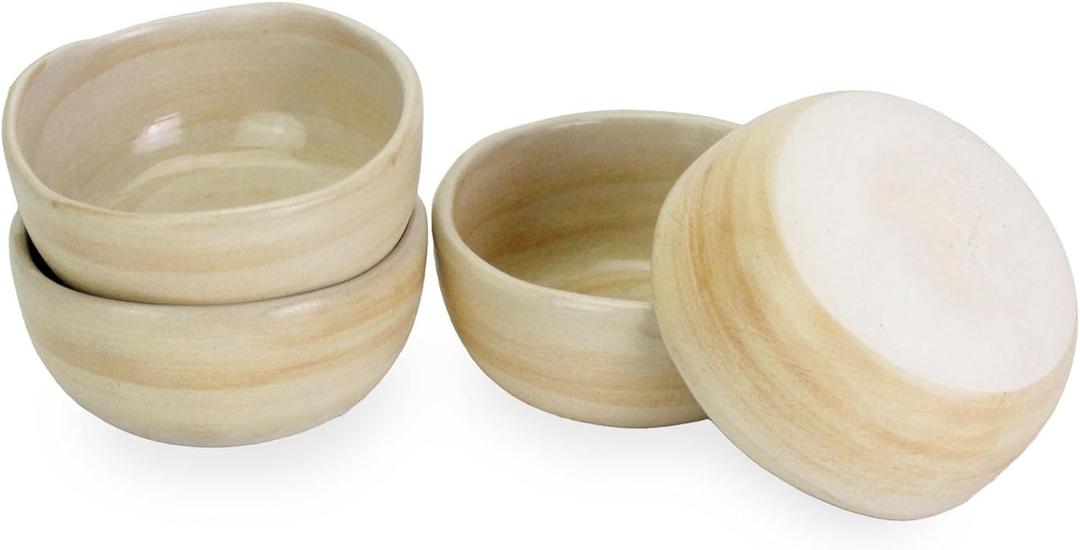 roro 3.5-Inch Ceramic Dipping Bowls, Set of 4 - Handcrafted Brown Clay Style, Semi-Matte Exterior, Glossy Interior - Microwave, Oven, and Dishwasher Safe
