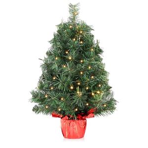 Santanelo 2ft Pre-lit Artificial Mini Christmas Tree,Small Xmas Pine Tree with 50 Lights, Tabletop Christmas Tree Battery Operated Green Xmas Tree for Tabletop
