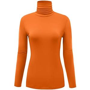 AUHEGN Women's Long Sleeve Lightweight Turtleneck Top Slim Fit Pullover T-Shirt, Size: M