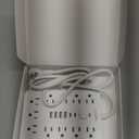 6 FT Flat Plug Surge Protector Power Strip,11 Multiple AC Outlets with 6 USB Ports (2 USB C), 6 Feet Extension Cord, 1250W/10A, One Touch Switch Button, 17 in 1 Compact powerstrip-White