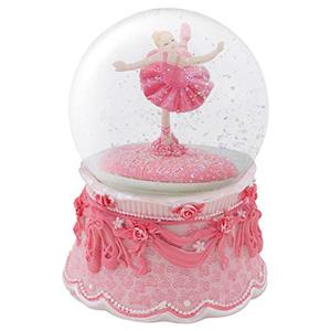 Elanze Designs Ballerina Arabesque Pose Rotating Tabletop Dresser Nightstand Figurine Decoration 100MM Sturdy Glitter Water Wind Up Musical Snow Globe Plays Tune Swan Lake