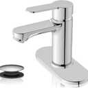 BELZ Bathroom Faucet, Single Handle Matte Black Sink Faucet for 1 or 3 Hole Installation, Modern Lead-Free Metal Vanity Faucet with Pop-Up Drain & Supply Hoses (Polished Chrome)