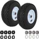 2 Pcs 13x5.00-6 Lawn Mower Pneumatic Tire and Wheel, 13X5.00-6 Front Riding Mowers Tire with 3/4" 5/8" Bushings, 3" -4.5" Centered Hub, 13x5-6 Tube with TR13 Valve Stem, 375 LBS