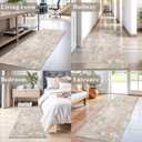 2x6ft Non-Slip Washable Kitchen Rug - Modern Carpet Runner for Hallway,Bedroom Bedside,Laundry Room,Entryway with Rubber Backing Abstract Neutral Low-Pile Thin (Beige Grey,2x6)