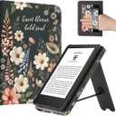 CoBak Case for 6" E-Reader - PU Leather Smart Cover with Auto Sleep/Wake & Hand Strap, not Compatible with Kobo Clara,Quiet Bloom
