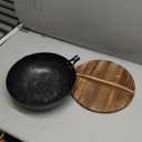 Non-Stick Pan 32cm Handmade Chinese Iron Frying Pan No-Coating Kitchen Wok Skillet Kitchen Cooking Tools Glass/Wood Lid Cookware,B,A
