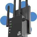 105-Device Compatible WiFi Extender Signal Booster, WiFi Extender, 12880 Sq.Ft Long Range, Dual Band 5GHz/2.4GHz 1200Mbps, Simple Installation for Home & Outdoor