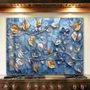 LMSDYSHU Tempered Glass Backsplash for Kitchen, Mosaic leaves, Frameless, Stove Backsplash Protector for Wall,Easy to Clean, Home Decor (30"x24")