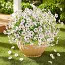 ATTGREAT Artificial Flowers Outdoors Faux Plants UV Resistant Fake Flowers Daisy Plastic Greenery Plnats Outside for Garden Planter Patio Porch Spring Summer Home Home Decor, 24 Bundles (White)
