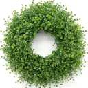 28 Inch Large Boxwoods Wreaths for Front Door Artificial Green Leaves Greenery Indoor Outdoor Wreath Home Decor Porch Window Wall Farmhouse Door Decorations Spring Summer Fall All Seasons
