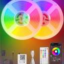 RIYO Neon Rope Lights, 32.8Ft RGB LED Strip Lights - App & Remote Control, Music Sync, IP67 Waterproof, Flexible Neon Lights for Bedroom, Gaming, Party, Outdoor Decor, Multiple Modes