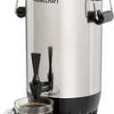 30 Cup Coffee Urn - Quick-Brewing Stainless Steel Double-Faucet - Perfect For Espresso, Hot Water, Tea, Hot Chocolate - Stainless Steel