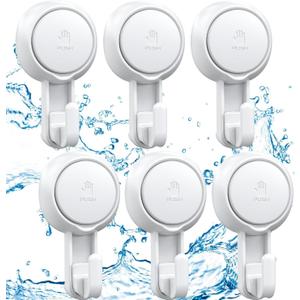 LUXEAR Suction Hooks Powerful Suction Cup Hooks Vacuum Suction Holder Heavy Duty Shower Suction Hooks Glass Door Window Christmas Wreath Hanger Waterproof Suction Hanger for Bathroom Kitchen-6Pack