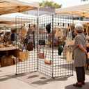 Heavy Duty Gridwall Display Panels – Black Grid Display Wall for Retail Stores, Trade Shows, Garage & Home Organization, Durable Load-Bearing Grid Panels