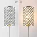 Crystal Floor Lamp with Remote Control, Smart Modern Silver Floor Lamps for Bedroom, Living Room, Crystal Standing Lamp Silver Home Dcor, LED Bulb Included