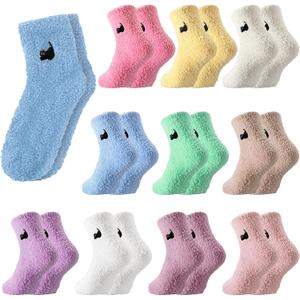 10 Pairs Womens Fuzzy Socks Soft Thick Fluffy Cozy Slipper Socks Cute Winter Warm Plush Sleeping Gifts for Women