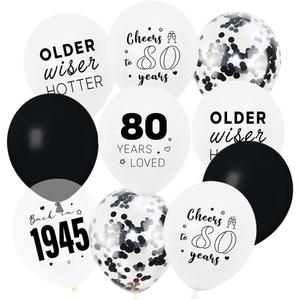 80th Birthday Balloons Decorations 30PCS Black Latex Birthday Balloon for Men Women 80th Birthday Anniversary Party Supplies