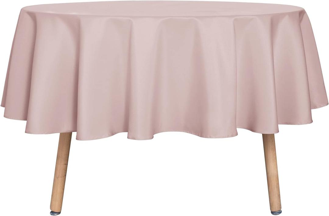 Sancua Round Tablecloth - 60 Inch - Water Resistant Spill Proof Washable Polyester Table Cloth Decorative Fabric Table Cover for Dining, Buffet Parties And Camping, Blush (Fits 20-48 Inch Tables)