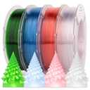 AMOLEN Rapid PETG Transparent 3D Printer Filament 1.75mm +/-0.02mm,500mm/s High Speed Strong Toughness Multicolor Bundle Sky Blue/Green/Transparent/Pink 250gx4