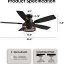 Ceiling Fans with Lights and Remote Control, Ceiling Fan for Bedroom Living Room (Flush Mount 46 in)