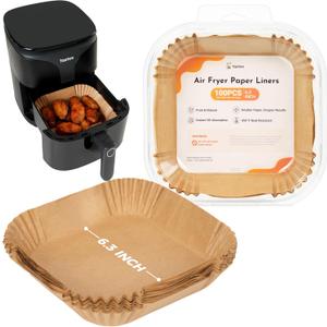 Tastee Air Fryer Liners 100Pcs - Design for 3-6QT Air Fryer Baskets, Oil-Absorbent Disposable Paper Liners, 450F Heat Resistant, Custom Fit