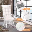 Rocking Chair Cushion - Chenille Fabric, High-Density Sponge, Durable Comfort Non-Slip Bottom Tufted Seat Pads with Ties, ChenilleWhite, 44x19x4 inch