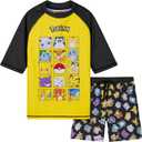 Pokemon Boys 2 Piece Swimwear Set, Swimming Top and Boys Swim Trunks (9-10 Years, Yellow/Black)
