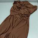 Bodycon Jumpsuit for Women - Short Sleeve Off Shoulder Twist Front Cut Out Capri Pants Sexy One Piece Outfits (Medium, Brown)