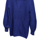 LOFT Womens Blue V Back Sweater Side Slits Size S