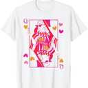 Queen of Hearts Playing Card Valentine's Day Cute Women Kids T-Shirt XL
