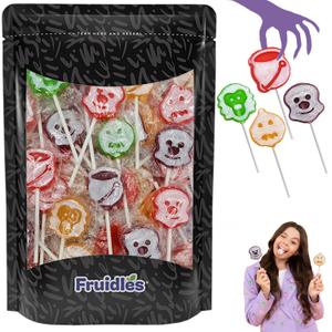 Fruidles 20-Count Halloween Ghost Tattoo Lollipop Suckers Candy, Great for Goody Party Bag Fillers, Individually Wrapped (EXP 11/02/26)