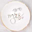 Mrs Jewelry Dish Ceramic Ring Trinket Tray Wedding & Engagement Gift for Mrs Storage