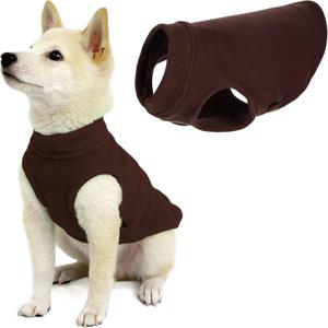 Gooby - Stretch Fleece Vest, Pullover Fleece Vest Jacket Sweater for Dogs, Brown, (Small Length (9")