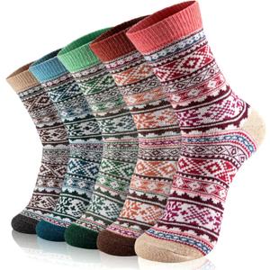 Wool Socks - 5 Pairs of Soft, Cozy, Warm Boot Socks for Women Crew Cozy Winter Sock