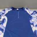 LURANEE Women Plus Sun Swim Shirt Swimwear Loose Fit Short Sleeve UPF 50+ Sun Protection Zip Rash Guard Blue Tie Dye 3XL