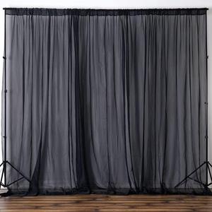 Fire Retardant Resistant, Sheer Voile Chiffon Fabric Draping Panels | Voile Fabric - 120" Wide | Use for Backdrop Curtain (1 Panel Seamless 10 Feet Wide x 8 Feet Long, Black)