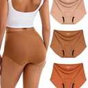 SUNCHIRI Incontinence Underwear for Women, Seamless High Waisted Washable Leak Proof Postpartum Protective Briefs 3 Pack (Multicolor02, Large)