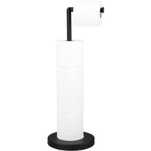 Foldable Toilet Paper Dispenser SUS304 Stainless Steel Free Standing Toilet Paper Holder Stand Modern Floor Bathroom Storage Freestanding 4 Rolls of Toilet Tissue Stand (Matte Black Finish)
