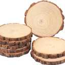 8 PCS 7-8 Inch Natural Wood Slices, Unfinished Pine Wood Circles with Barks for Coasters, DIY Crafts, Christmas Rustic Wedding Ornaments and Centerpieces by GNIEMCKIN