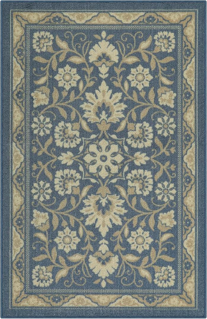 Maples Rugs Florence 2'6 x 3'10 Hallway Entry Kitchen Rugs Non Skid Washable Accent Area Carpet [Made in USA], Blue