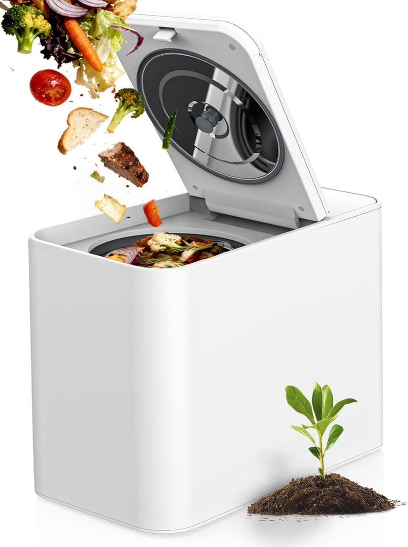 3L Electric Composter for Kitchen, Smart Compost Bin for Countertop, Auto-Cleaning/Odor-Free/LED Display, Turn Kitchen Waste to Dry Compost Fertilizer, Indoor/Outdoor Compost Machine