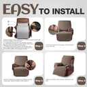 KinCam 100% Waterproof Recliner Chair Cover, Reclining Couch Covers for Pets, Dogs, Recliner Couch Slipcover Furniture Protector with Elastic Straps for Kids(23.6", Brown)