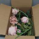 Artificial Rose Flowers Long Stem Fake Silk Roses for DIY Wedding Bouquet Table Centerpiece Home Decor (Light Pink) 5 Pack