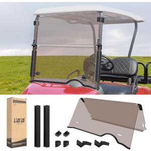 10L0L Golf Cart Windshield for EZGO RXV 2008-up Upgrade Thickened Fold Down Windshields Anti-UV Impact Resistant - 38.18" W X 32.5" H (Tinted)