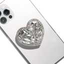 OnTheGrip Cute Cubic Diamond Heart Shape Design Collapsible Expandible Mobile Phone Grip Stand Holder for Smartphone Tablet Cell Phone Accessory (Silver Small)