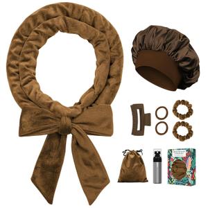 Heatless Curls Overnight Hair Curler, 70" Soft Hair Curlers to Sleep In No Heat Curls Overnight, 9 PCS No Heat Curlers Set for Women - Golden Brown