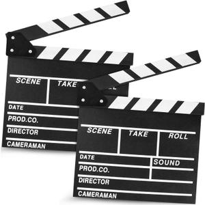 KISEER 2 Pack 12"x11" Movie Film Clap Board Wooden Movie Clapboard Film Clapper Board (Black)