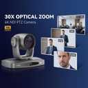 4K PTZ Camera 30X Optical Zoom with NDI|HX2, AI Auto-Tracking, HDMI/USB3.0/LAN/PoE – Long-Range Live Streaming Solution for Church, Worship & Conference