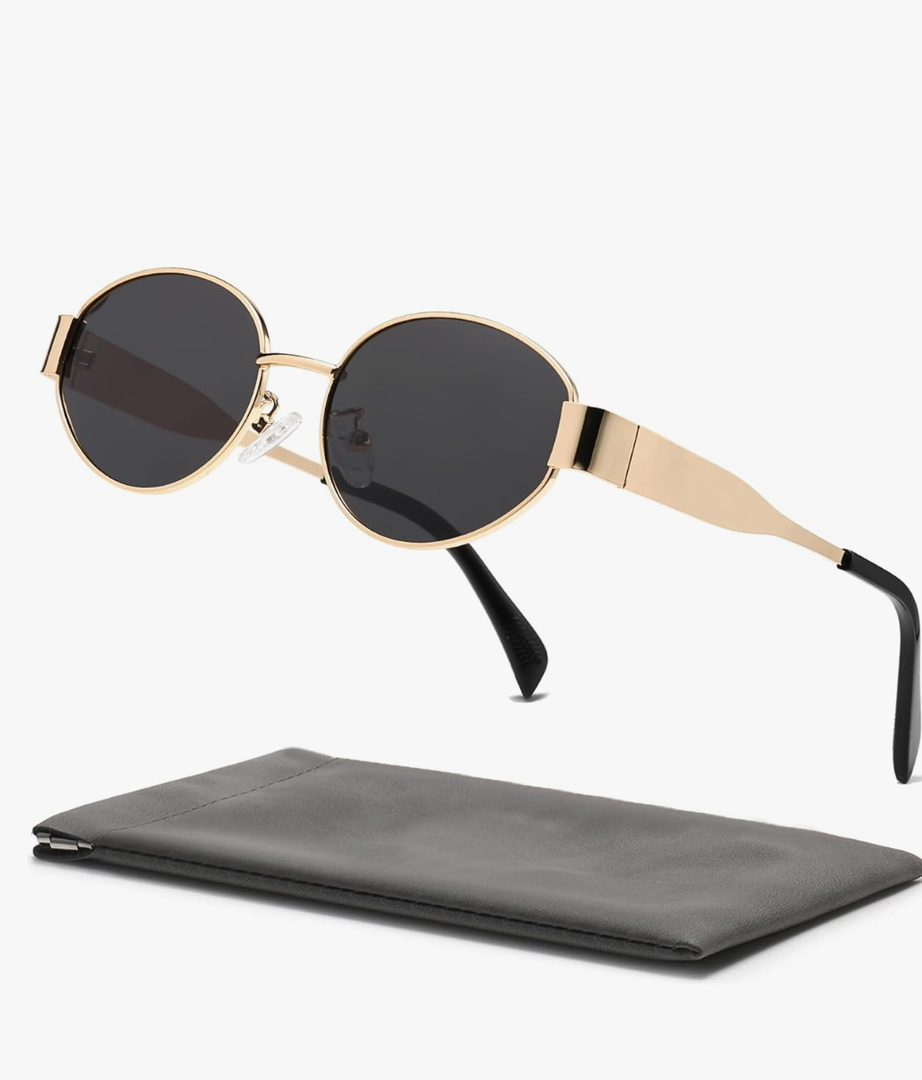 Retro Oval Sunglasses for Women Men Trendy Sun Glasses Classic Shades UV400 Protection Black