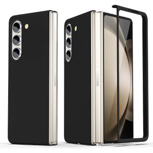Compatible for Samsung Galaxy Z Fold 5 Case, Ultra-Thin Silky Hard PC Matte Bumper Cute Pretty Phone Case Cover for Samsung Galaxy Z Fold 5 5G, Black(12-26)